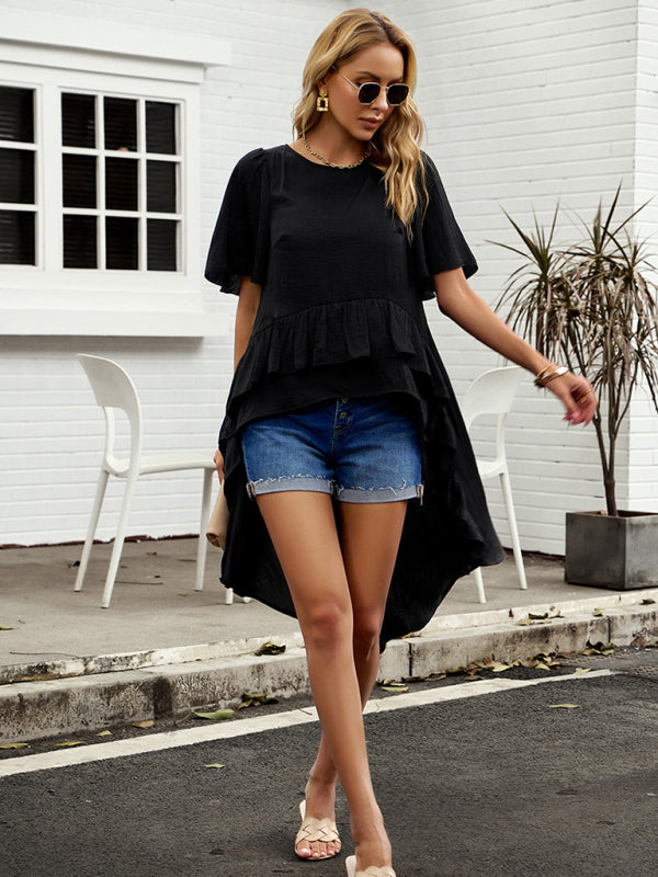 Elegant Ruffled Short-Sleeve Top