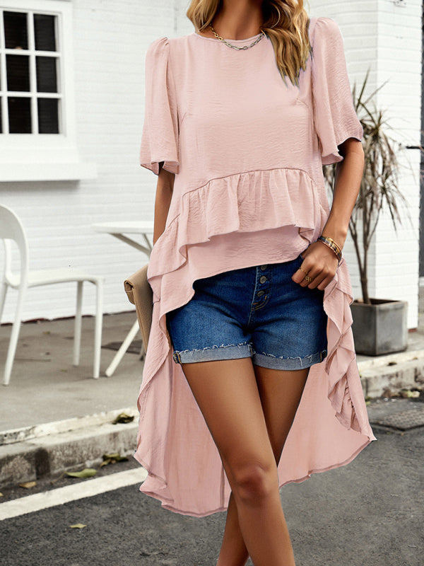 Elegant Ruffled Short-Sleeve Top