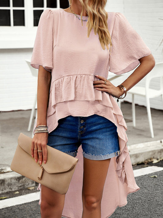 Elegant Ruffled Short-Sleeve Top