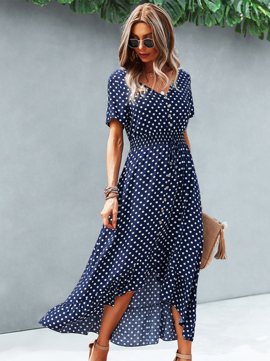 Polka Dot High-Low Swing Dress – Romantic Rayon Skater Style