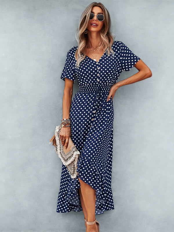 Polka Dot High-Low Swing Dress – Romantic Rayon Skater Style