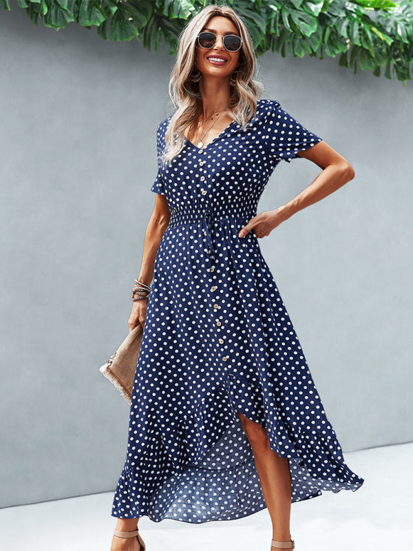Polka Dot High-Low Swing Dress – Romantic Rayon Skater Style