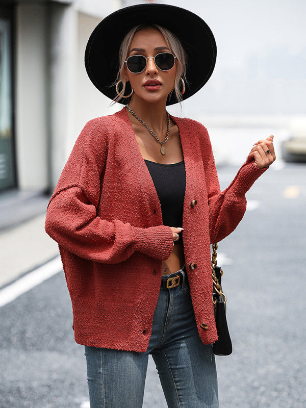 Women's V-Neck Knit Button Cardigan