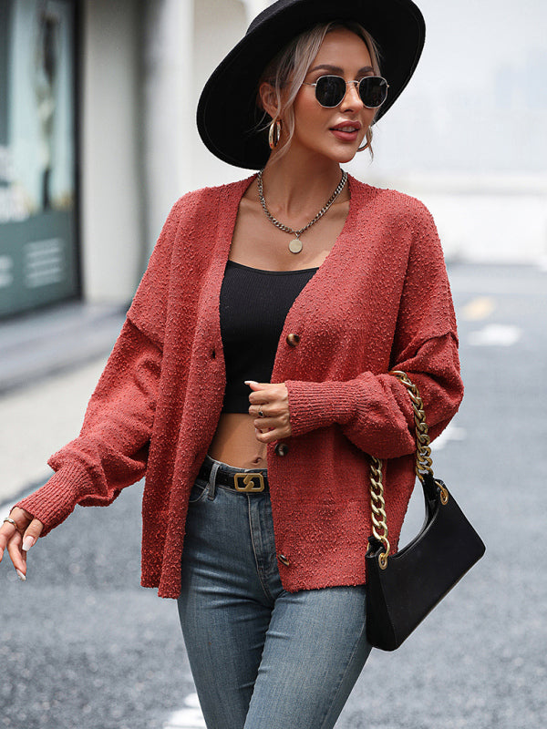Women's V-Neck Knit Button Cardigan