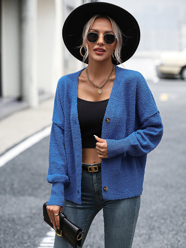 Women's V-Neck Knit Button Cardigan