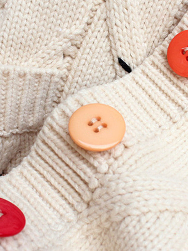 Вязаный укороченный кардиган с вышивкой и накладными карманами