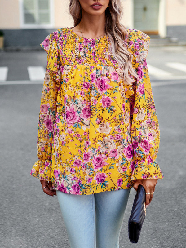 Camisa elegante de manga larga con flores – Smiling Maria
