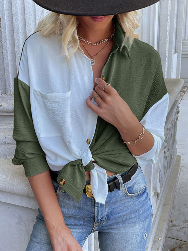 Schickes langärmliges Hemd mit Farbblock – Smiling Maria