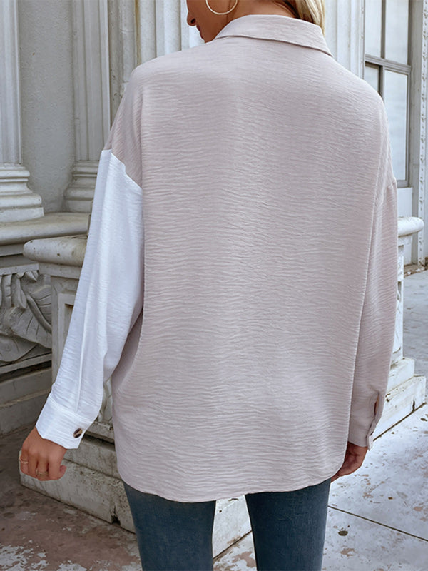 Schickes langärmliges Hemd mit Farbblock – Smiling Maria