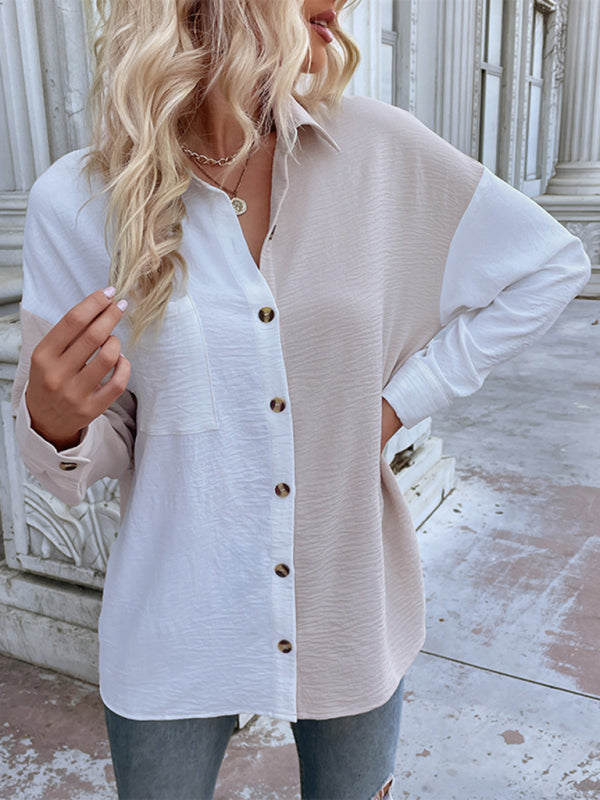 Schickes langärmliges Hemd mit Farbblock – Smiling Maria