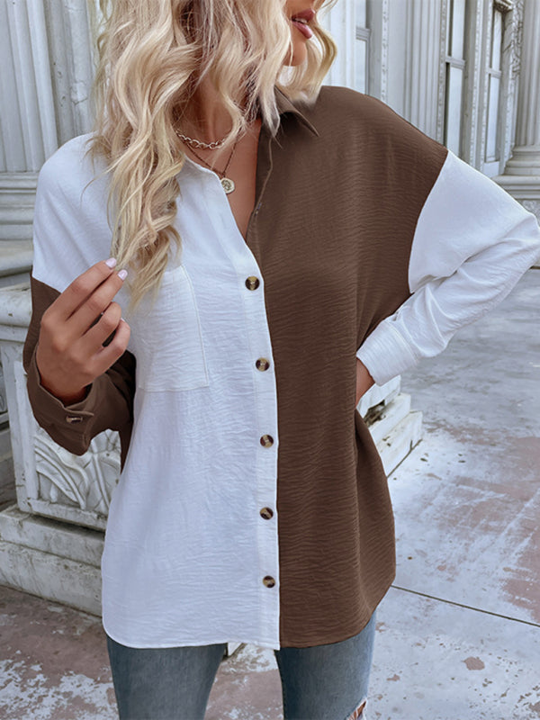 Schickes langärmliges Hemd mit Farbblock – Smiling Maria