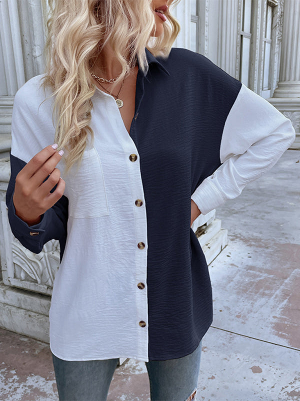 Schickes langärmliges Hemd mit Farbblock – Smiling Maria