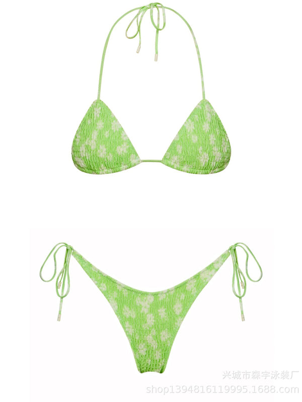 Reversible Floral Underwire Bikini Set – Green Two-Piece with Support