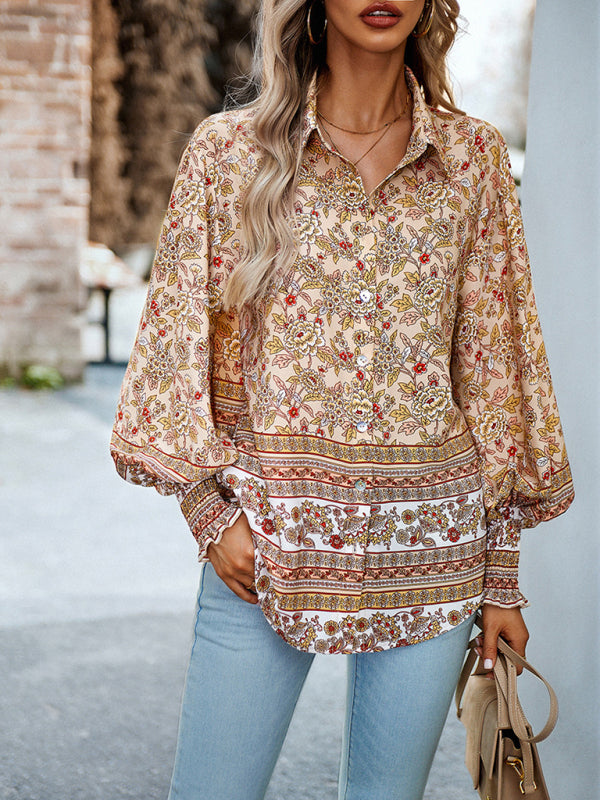 Women's Printed Long Sleeve Casual Vacation Top