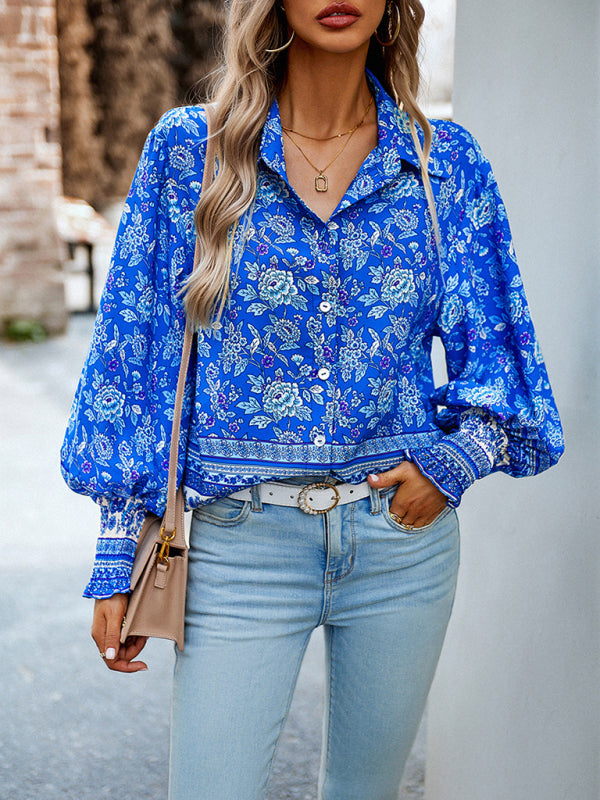 Women's Printed Long Sleeve Casual Vacation Top