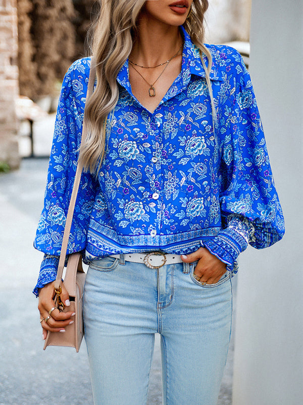 Women's Printed Long Sleeve Casual Vacation Top
