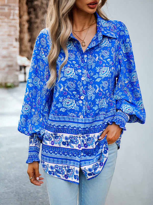 Women's Printed Long Sleeve Casual Vacation Top