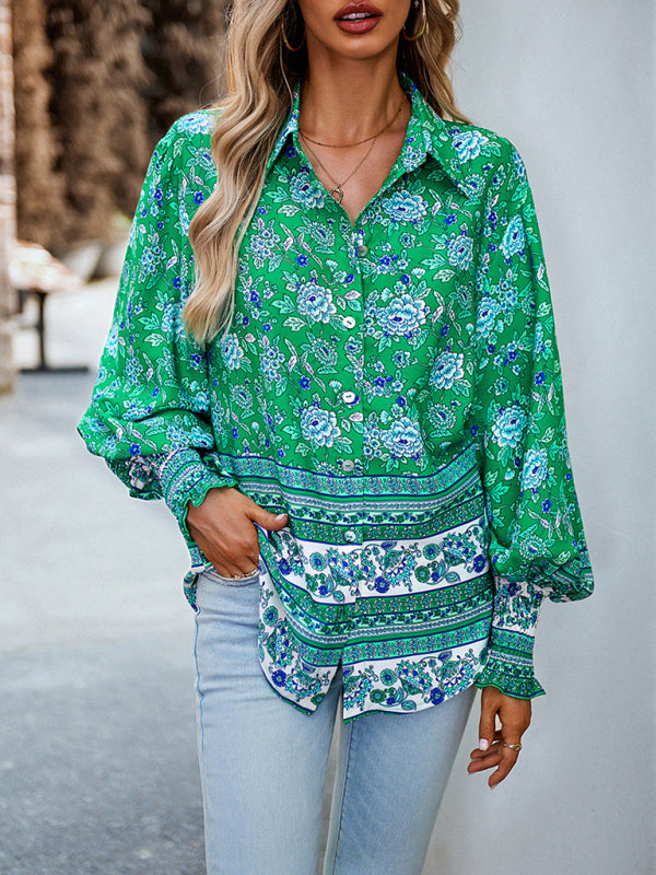 Women's Printed Long Sleeve Casual Vacation Top