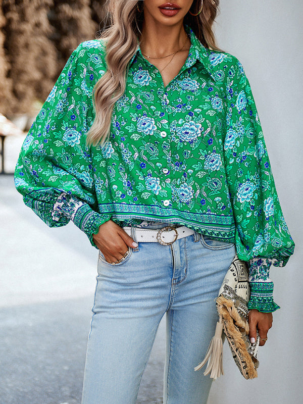 Women's Printed Long Sleeve Casual Vacation Top