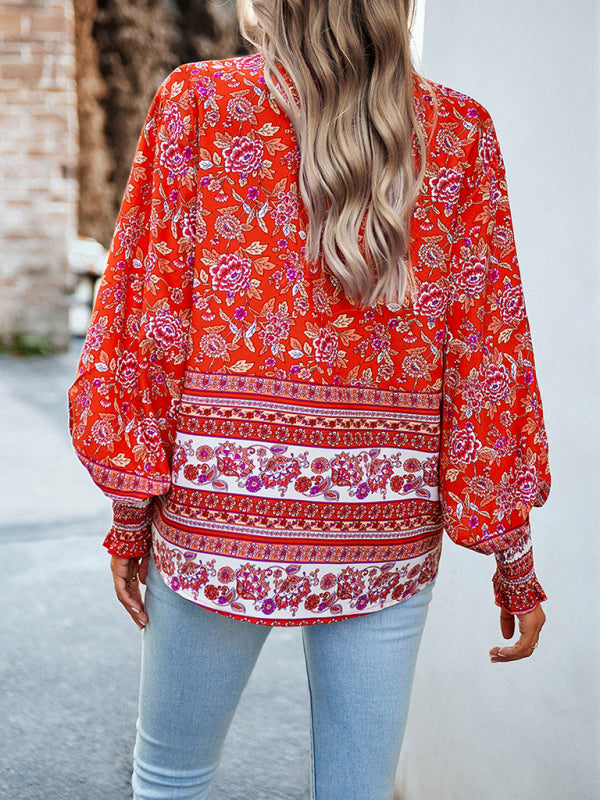 Women's Printed Long Sleeve Casual Vacation Top