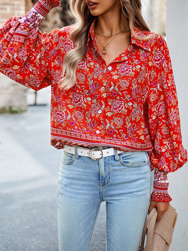 Women's Printed Long Sleeve Casual Vacation Top