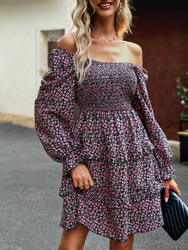 Elegant Square Neck Floral Dress – Graceful Fit & Woven Finish