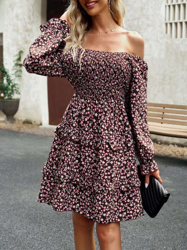 Elegant Square Neck Floral Dress – Graceful Fit & Woven Finish