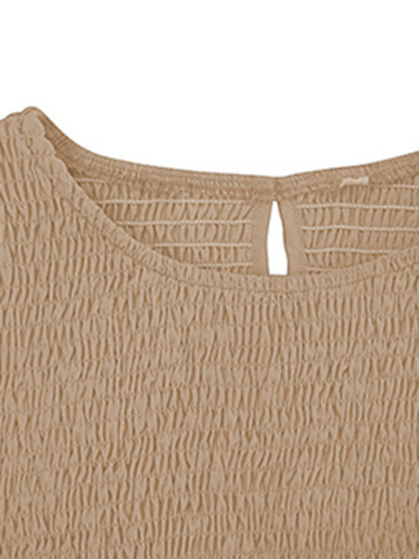 Graceful Mid-Length Vacation Dress with Elastic Waist – Spring Summer Essential