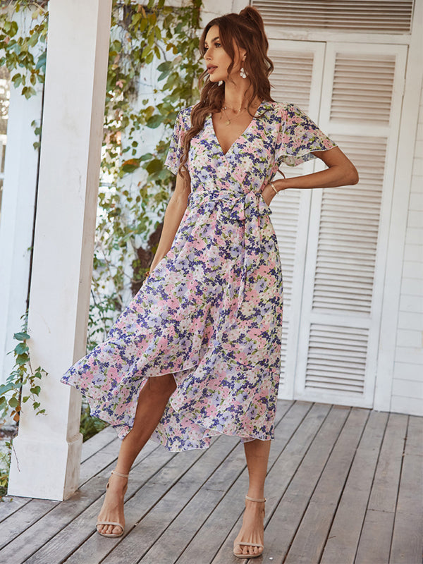 Floral Printed Flowy Swing Dress – Lightweight Holiday Style for Summer