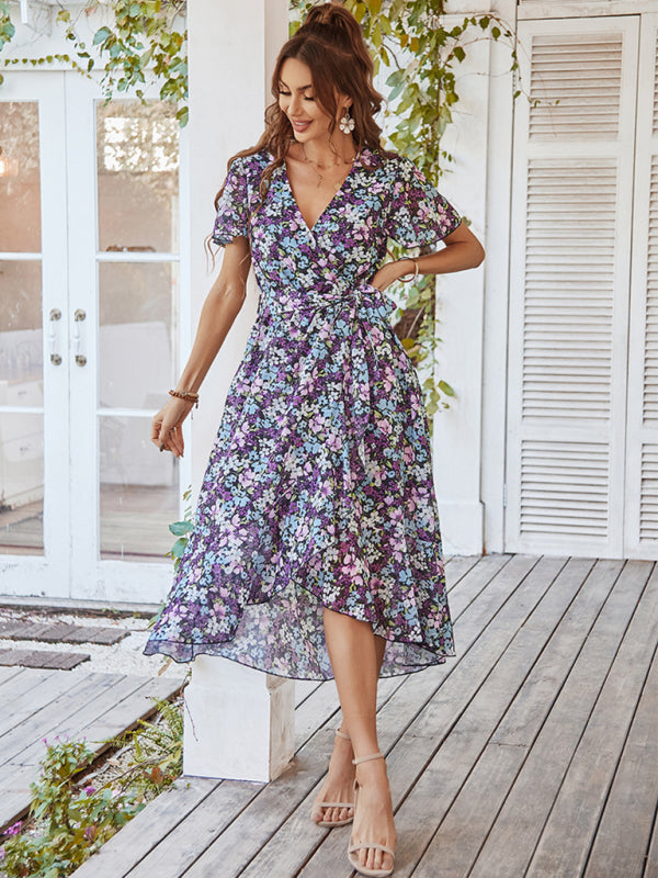Floral Printed Flowy Swing Dress – Lightweight Holiday Style for Summer