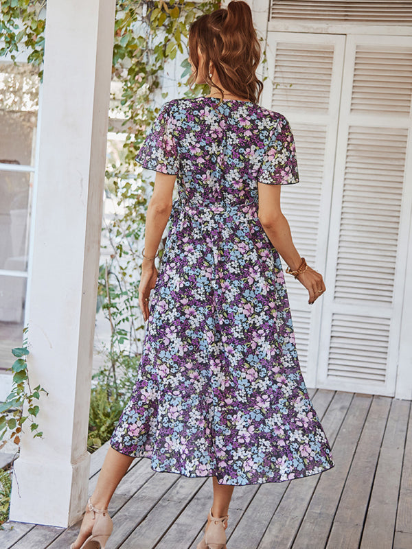 Floral Printed Flowy Swing Dress – Lightweight Holiday Style for Summer