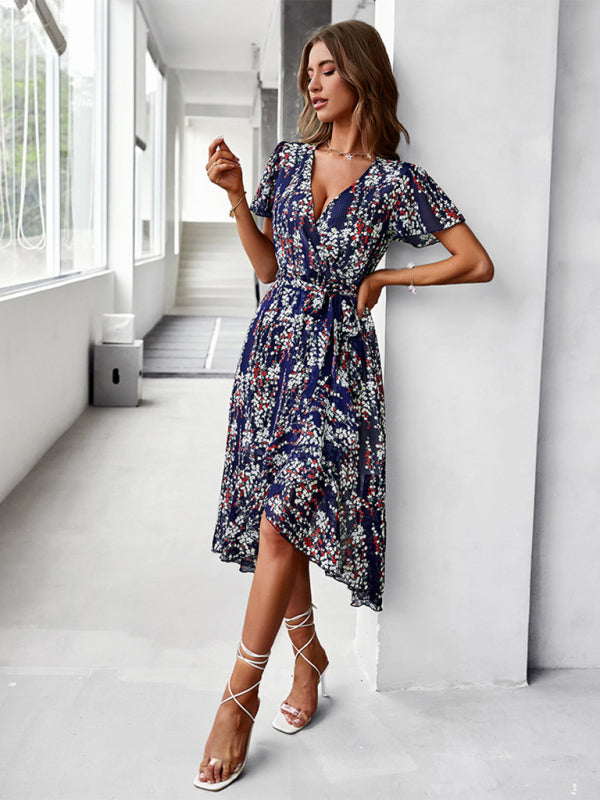 Floral Printed Flowy Swing Dress – Lightweight Holiday Style for Summer