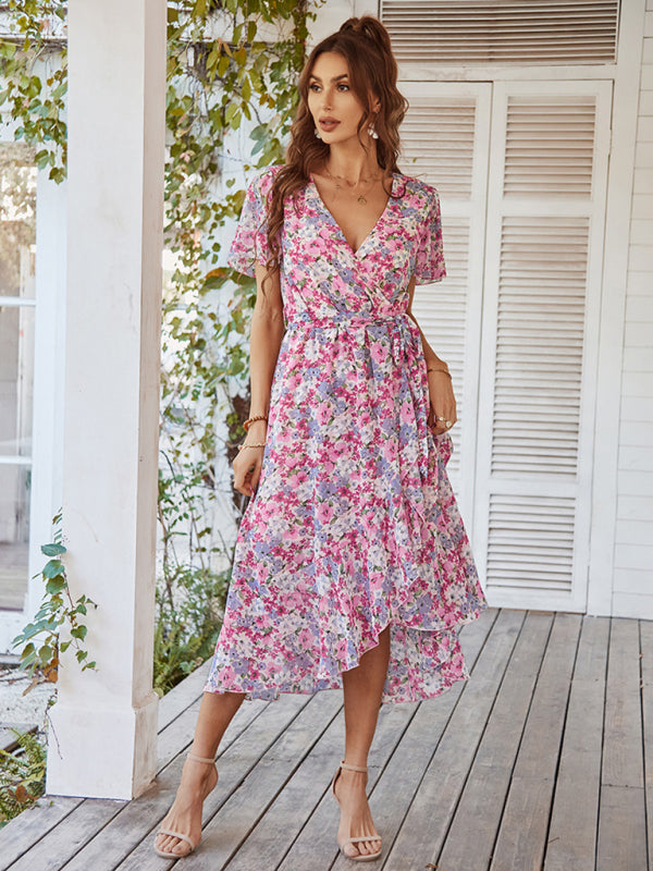 Floral Printed Flowy Swing Dress – Lightweight Holiday Style for Summer