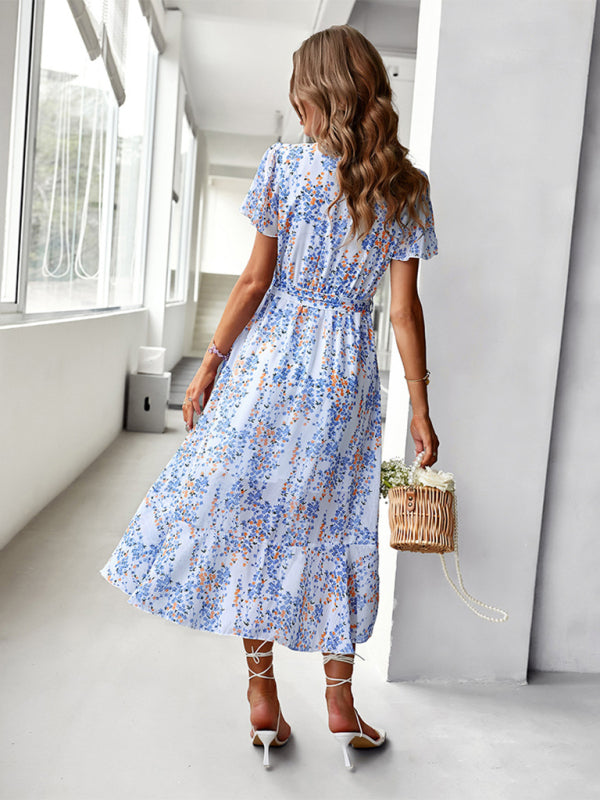 Floral Printed Flowy Swing Dress – Lightweight Holiday Style for Summer