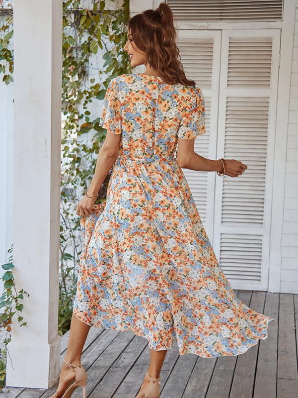 Floral Printed Flowy Swing Dress – Lightweight Holiday Style for Summer