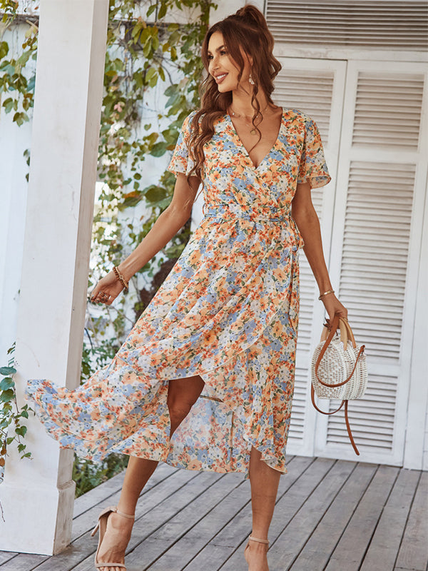 Floral Printed Flowy Swing Dress – Lightweight Holiday Style for Summer