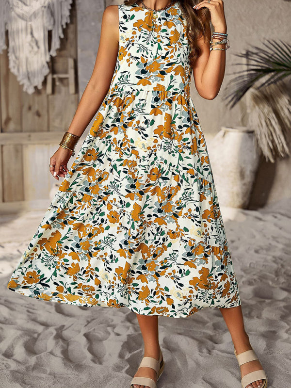 Bohemian Halter Neck Tiered Floral Maxi Dress – Spring & Summer Holiday Style