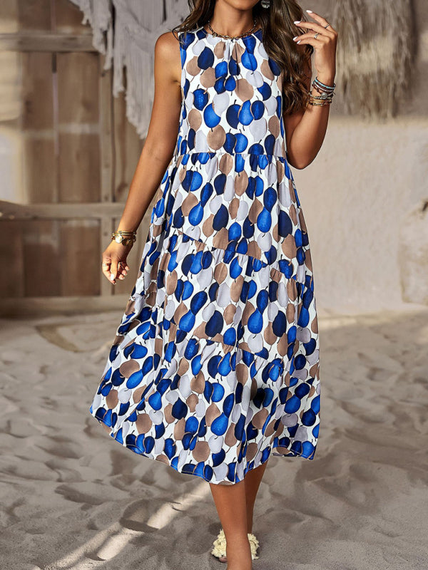 Bohemian Halter Neck Tiered Floral Maxi Dress – Spring & Summer Holiday Style