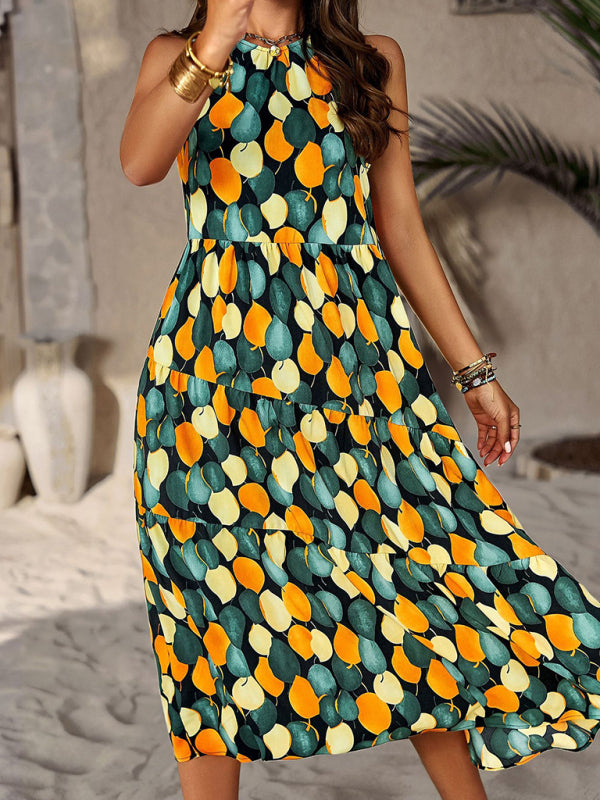 Bohemian Halter Neck Tiered Floral Maxi Dress – Spring & Summer Holiday Style
