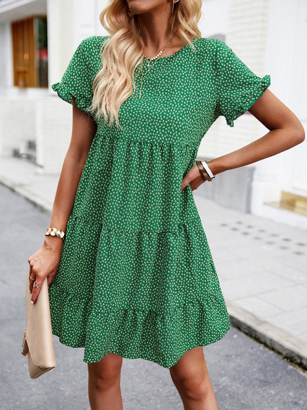 Relaxed Resort Layered Dress – Printed Vacation Style with Slant Pockets