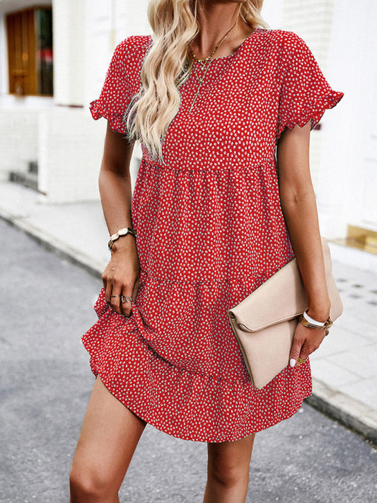Relaxed Resort Layered Dress – Printed Vacation Style with Slant Pockets