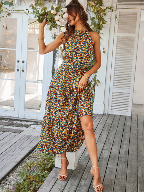 Boho Multi-Tiered Floral Resort Dress with Swing Skirt – Spring-Summer Style