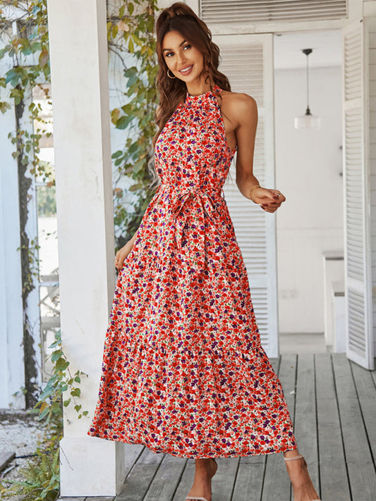 Boho Multi-Tiered Floral Resort Dress with Swing Skirt – Spring-Summer Style