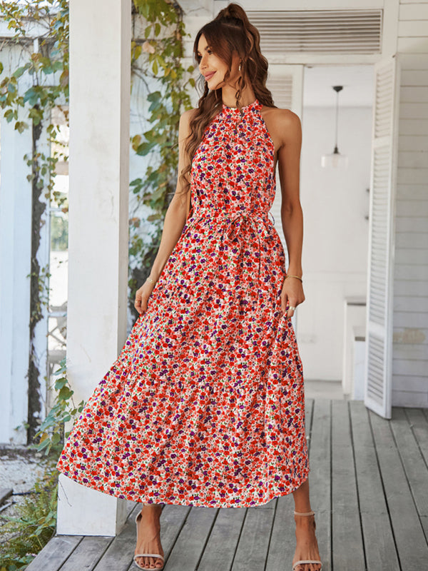 Boho Multi-Tiered Floral Resort Dress with Swing Skirt – Spring-Summer Style