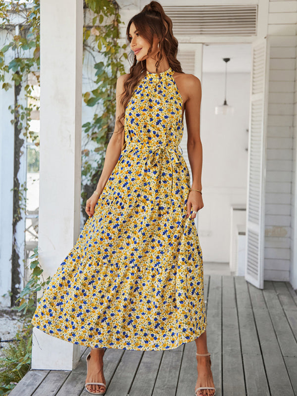 Boho Multi-Tiered Floral Resort Dress with Swing Skirt – Spring-Summer Style