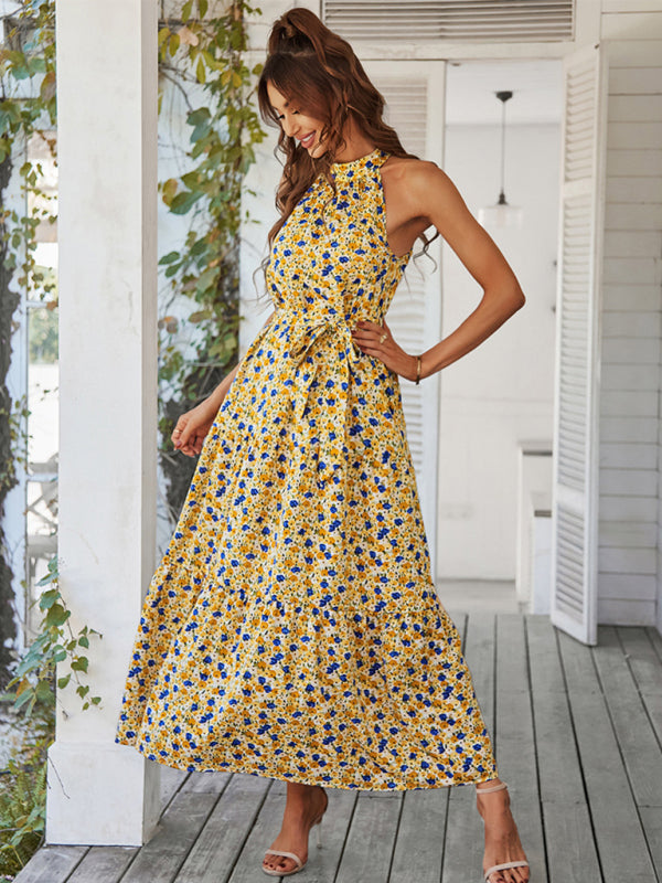 Boho Multi-Tiered Floral Resort Dress with Swing Skirt – Spring-Summer Style