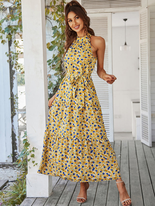 Boho Multi-Tiered Floral Resort Dress with Swing Skirt – Spring-Summer Style