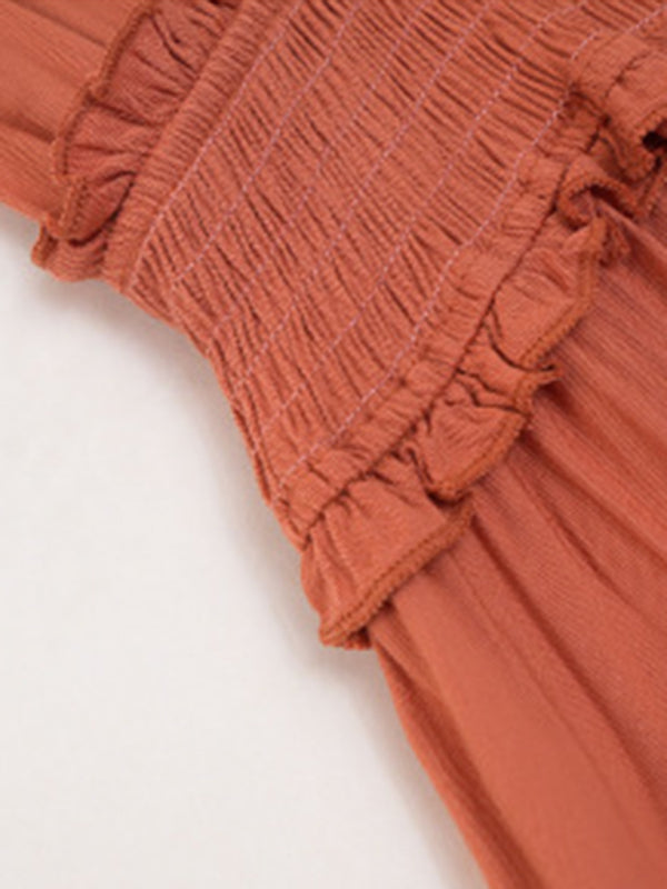 Elegant V-Neck Maxi Dress with Waist Detail and Front Slit