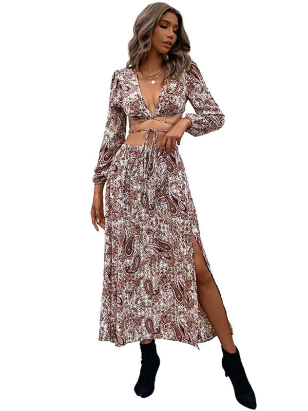 Waistless Woven Suit Skirt – Coffee Color, Spring-Summer Leisure Dress