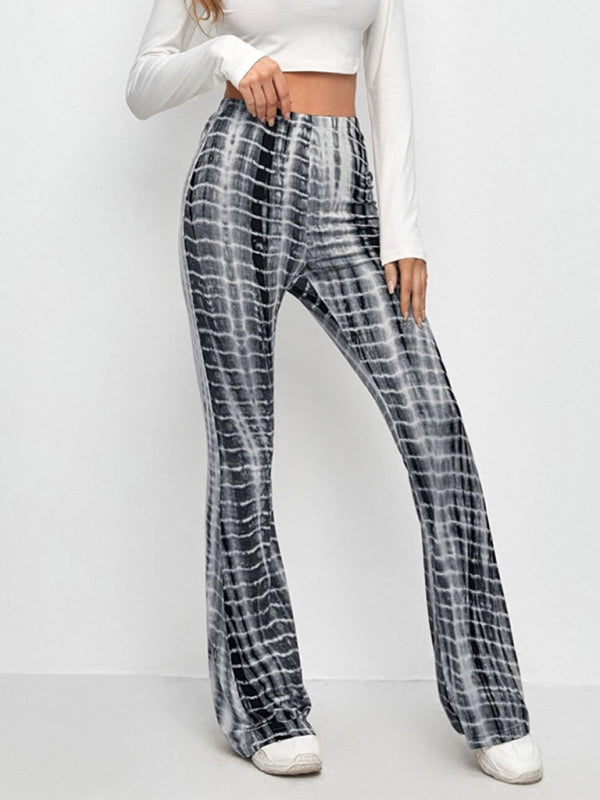 Printed Flared Stretch Trousers